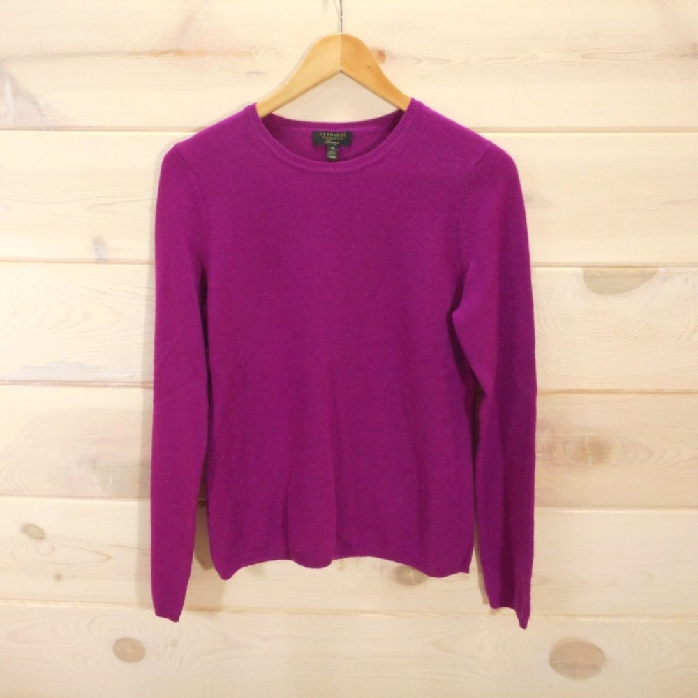 Charter Club Cashmere Sweater Women's M Fuchsia Crew Neck Pullover Long Sleeve